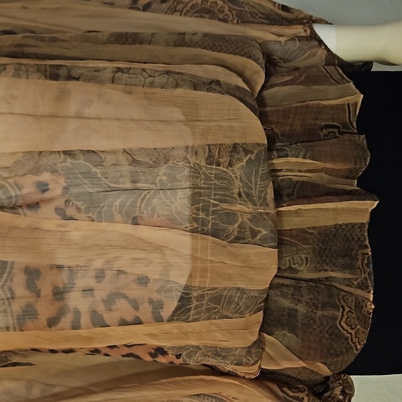 AMORE COUTURE Sheer Leopard Print Silk Blouson Off Shoulder Blouse - Picture 4 of 6